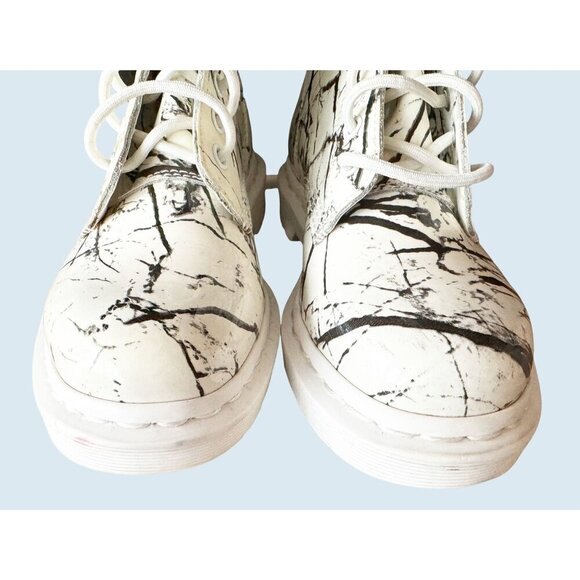 DR MARTENS Pascal Lace Up Combat Boots White Patent Marble Size 6 - Picture 5 of 8